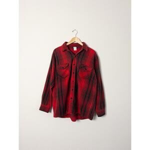 Vintage OshKosh B’Gosh Red Black Plaid Flannel Shirt Large